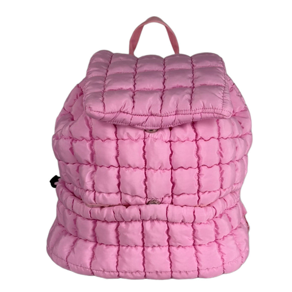 Pink quilted backpack sale