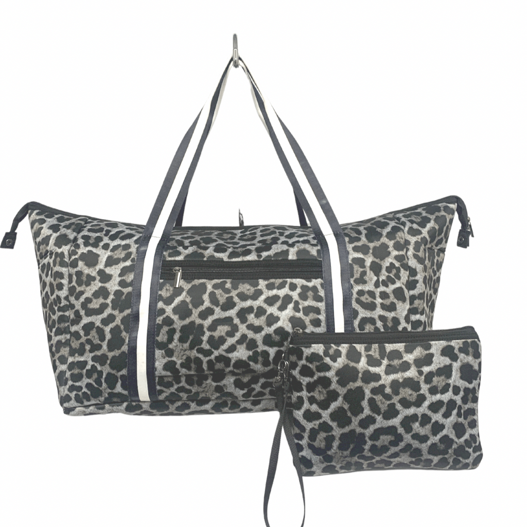 Black leopard neoprene cheap tote