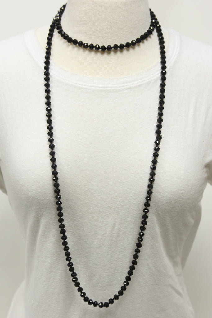 Black glass deals bead necklace