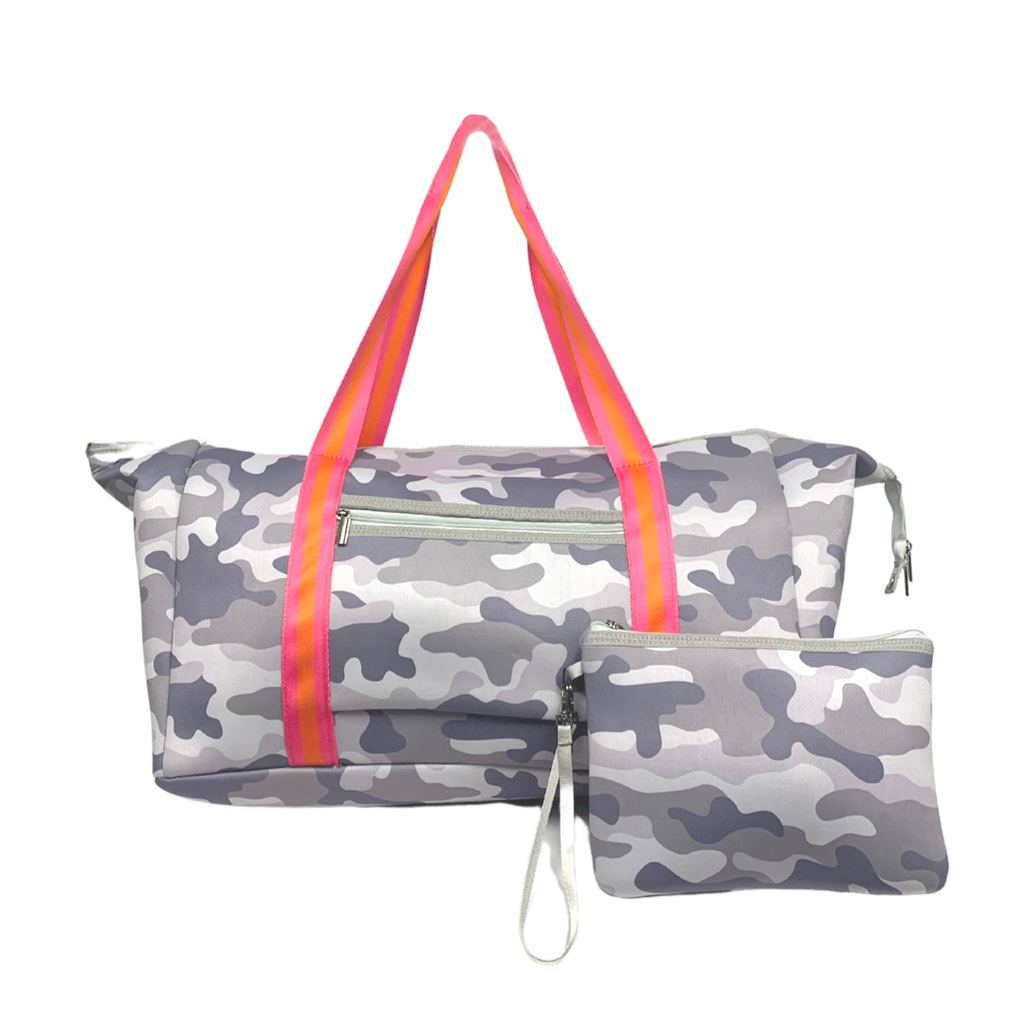 Neoprene Tote Camouflage Camo Bag Pool Vacation Travel Teacher Present good Beach Bag Work Diaper Baby Military Swim Bag Duffle Bag Girls Trip