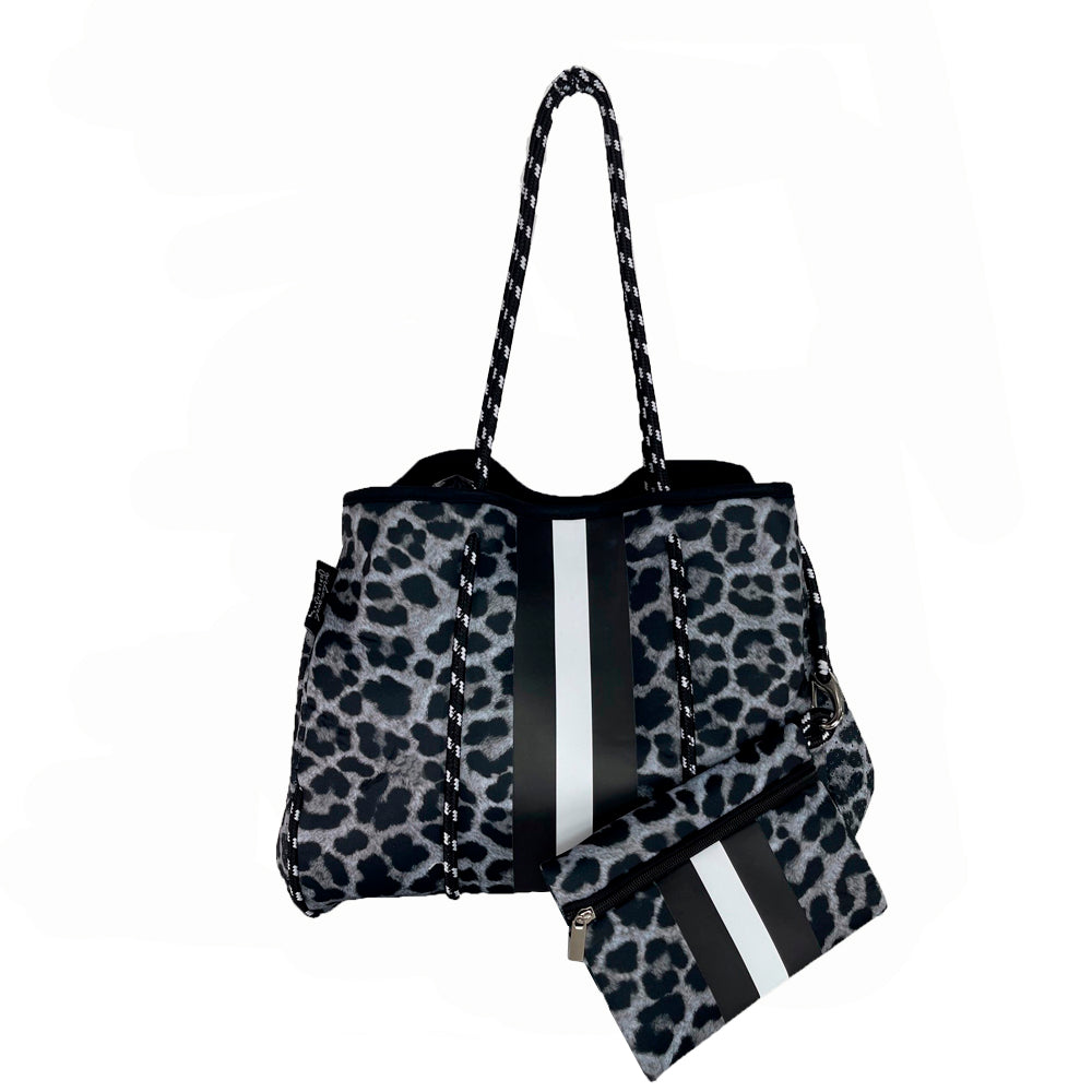 Plan C Mini Striped Printed Shopper Tote Bag, Riyo4 Black Base, Women's, Handbags & Purses Crossbody Bags & Camera Bags