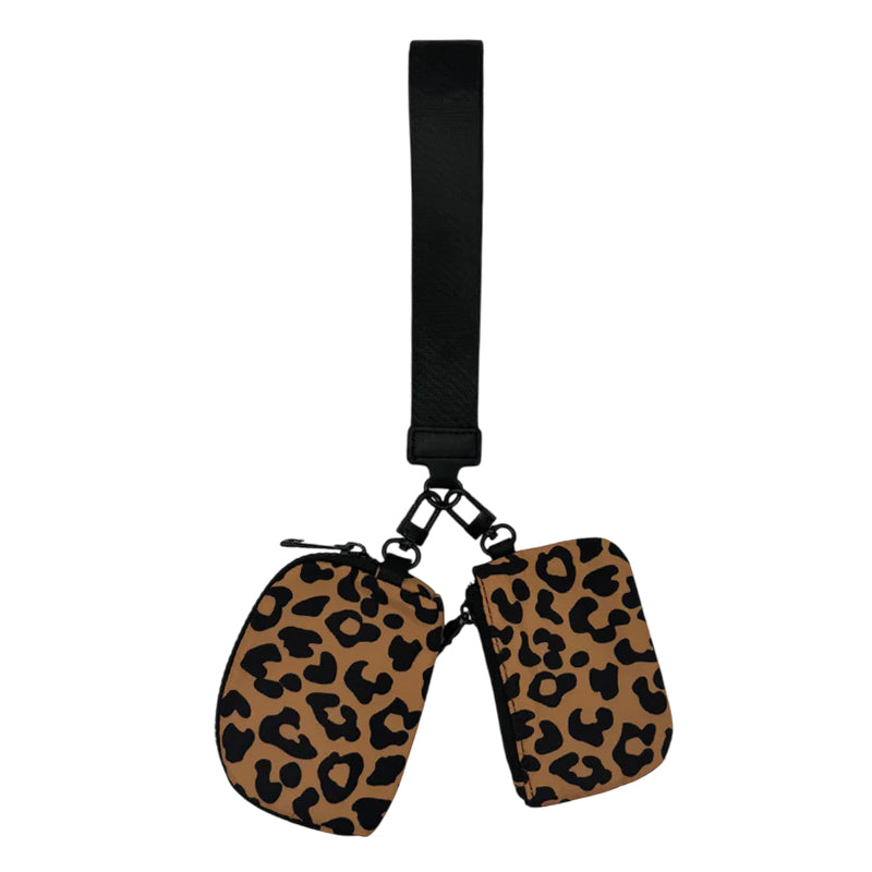 LL-4320 Wristlet Key Chain Double Pouch Leopard/Leopard