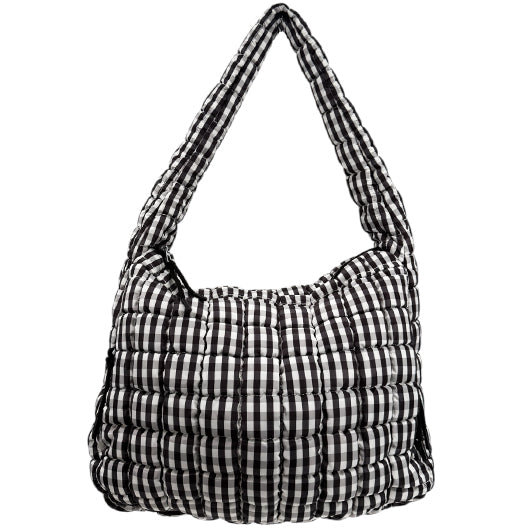 GZ-4171 Gingham Puffer Quilted Handbag Black/White