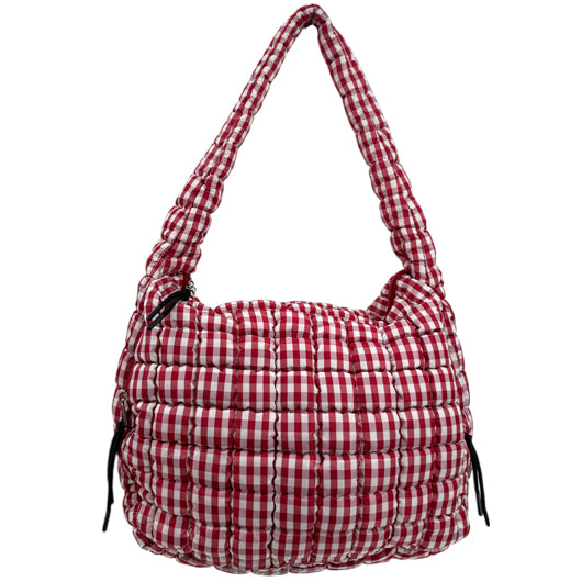 GZ-4171 Gingham Puffer Quilted Handbag Red/White