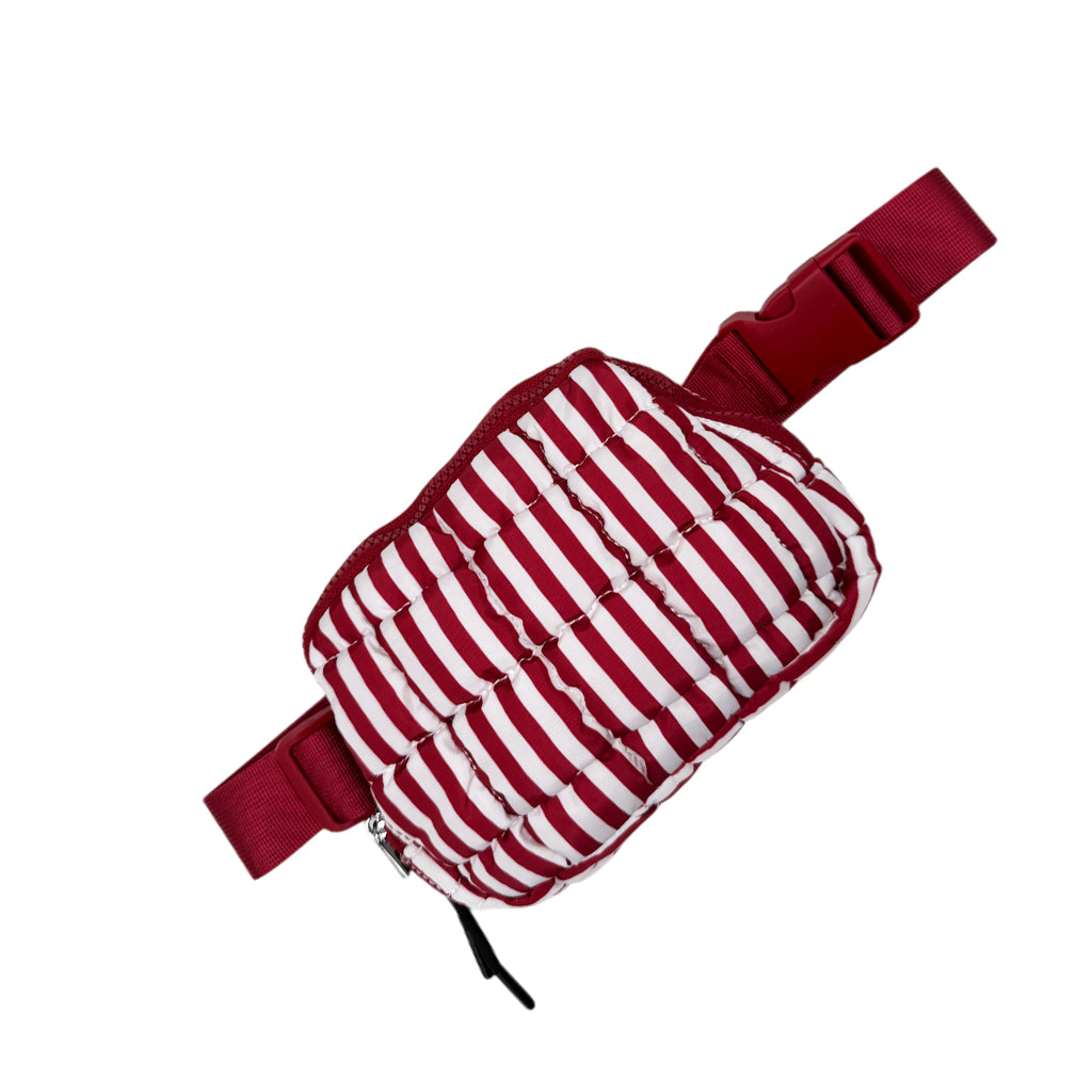 GZ-1511 Striped Puffer Quilted Belt Bag Red/White