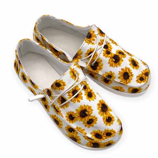  Hetios Women's Slip On Walking Shoes Lightweight Casual  Running Sneakers Cat Face Sunflower
