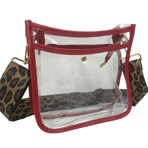 Leopard Clear Crossbody Stadium Bag