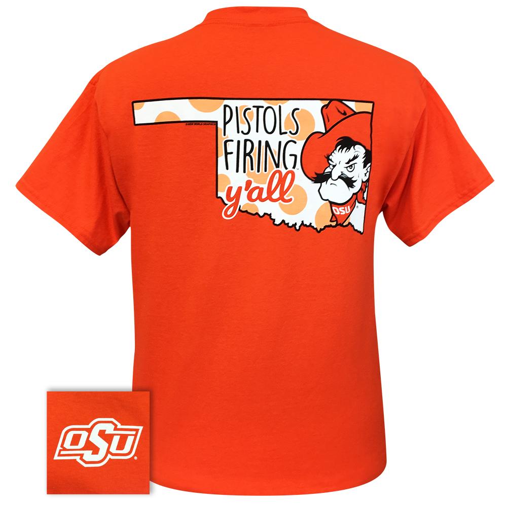 OSU Pistols Firing Y'all Orange Short Sleeve